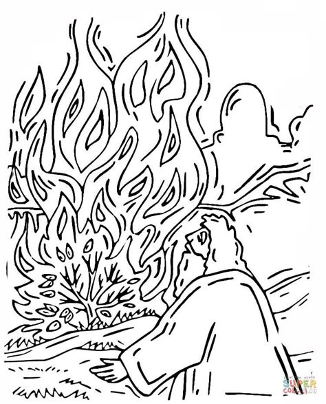 The burning bush coloring page. Coloriage - Moïse et le buisson ardent | Coloriages à ...
