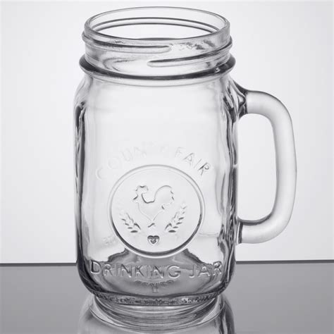 Libbey County Fair Mason Jar Drinking Glasses With Handle 16 Oz 12case
