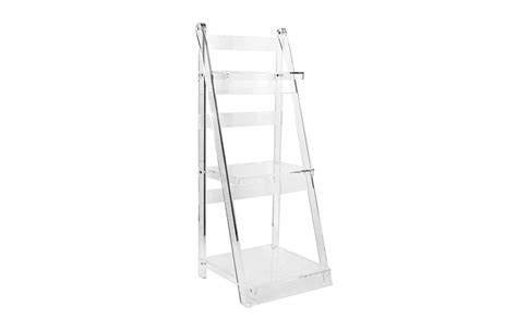 Clear Acrylic Ladder Shelf Elegant Lucite Bookcase And Display Stand