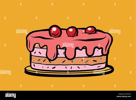 Cherry Berry Kuchen Comic Cartoon Stil Pop Art Retro Vektor