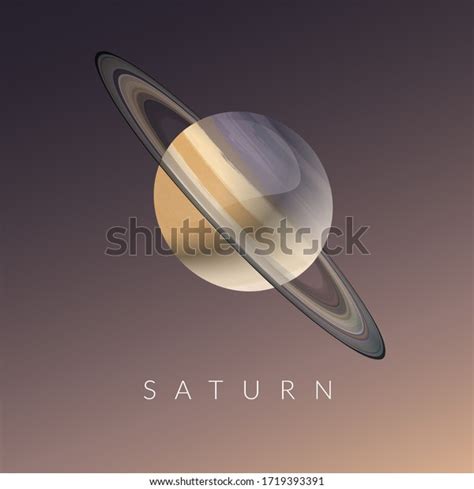 Saturn Planet Minimal Digital Illustration Coloured Stock Illustration