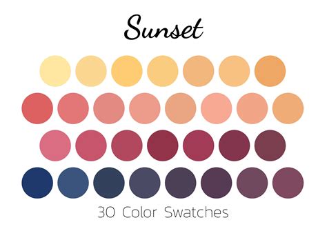 Sunset Color Swatches Color Palette Ipad Etsy