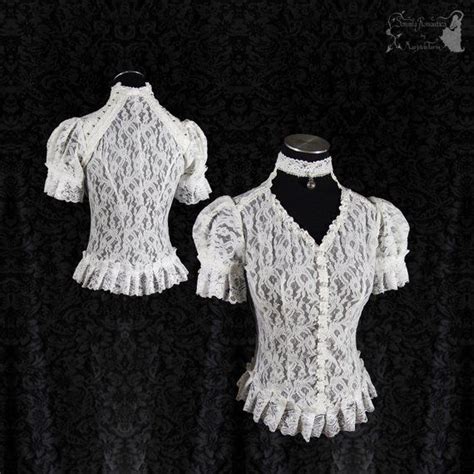 Victorian Lace Top M L Steampunk Cottage Chic Pale Ivory Etsy