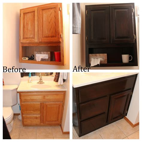 If you were to compare a maple stained cabinet versus a maple painted cabinet, the former would be more. Staining Oak Bathroom Cabinets | Oak bathroom, Oak ...