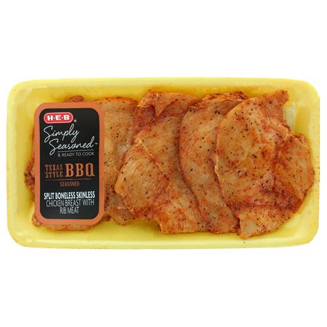 H E B Simply Seasoned BBQ Boneless Split Chicken Breasts Shop Chicken
