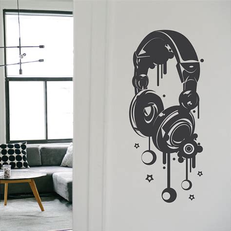 Headphones Vinyl Art Decal Headphone Music Decals Kids Bedroom Murals