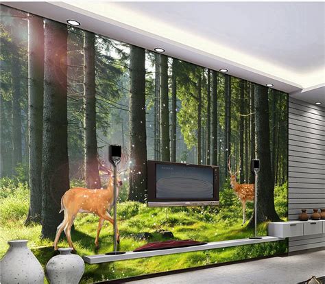 Custom 3d Wallpaper 3d Landscape Wallpaper Forest Deer