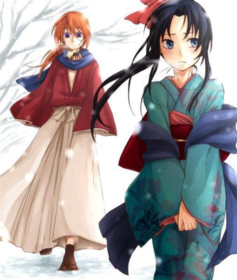 Anime Picture Rurouni Kenshin Himura Kenshin Kamiya Kaoru K Hearts Artist Long Hair Tall Image