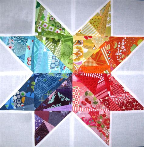 Scrappy Rainbow Star Quilt Block