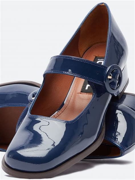 Twiggy Navy Blue Patent Leather Mary Janes Carel Paris Shoes