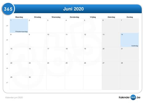 Kalender Juni 2020
