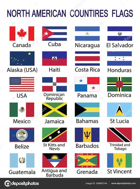 Colección Banderas Los Países América Del Norte Veinticuatro Banderas