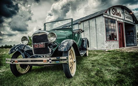 Wallpaper Grass House Vintage Ford Vintage Car