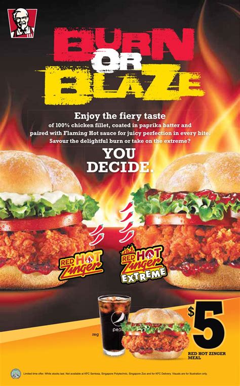 Kfc Re Introduces Zinger Burger In New Red Hot And Extreme Flavours Great Deals Singapore