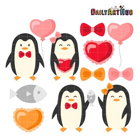 Penguin Love Clip Art Set Daily Art Hub Graphics Alphabets And Svg
