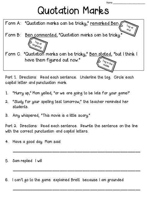 Punctuating Dialogue Worksheet 2nd Grade