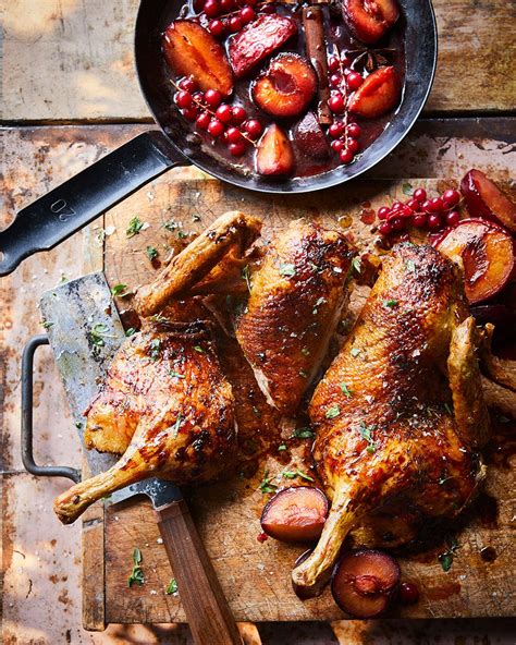 Spatchcock Duck With Plums And Redcurrants Delicious Magazine