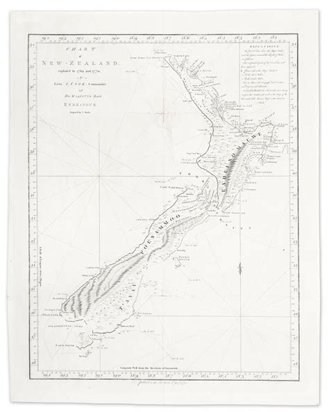Chart Of New Zealand Explored In 1769 And 1770 By Lieut J Cook