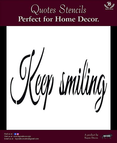 Kayra Decor Positive Quotes Stencil Keep Smiling Size 8 X 8
