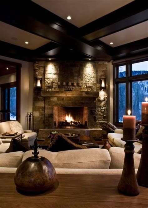 38 Rustic Country Cabins With A Stone Fireplace For A Romantic Get Away