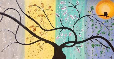 Four Seasons Tree Fine Art Print Painting By Jp Morris