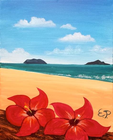 Hawaiian Beach Hawaiian Painting Painting Art Projects Cute Canvas