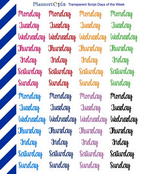 Printable Days Of The Week Stickers Printable Word Searches