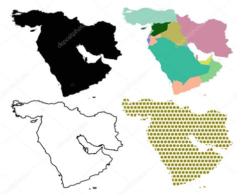 Quatro Mapas Vetoriais Do Oriente Médio — Vetor De Stock © Liorpt 64675047
