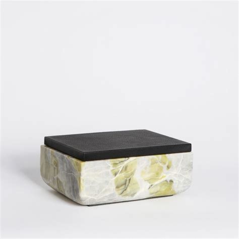Michael Verheyden Secret Small Irish Green Marble Box With Leather Lid