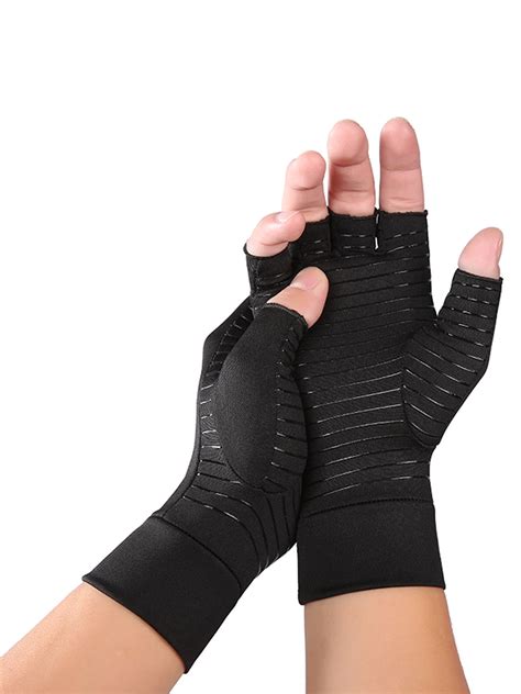 Copper Compression Gloves Fit Arthritis Carpal Tunnel Hand Support Pain Relief Walmart Com