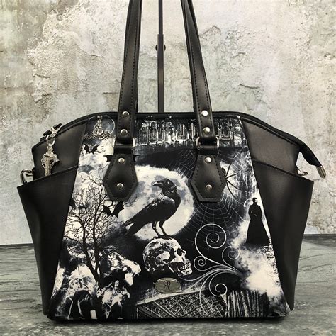 Sinthia Gothic Purse Goth Handbag Skulls Ravensblack And Etsy Gothic Purse Purses Bags