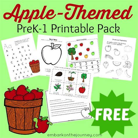 Free Apple Themed Printable Pack For Prek Grade 1 Preschool Apple