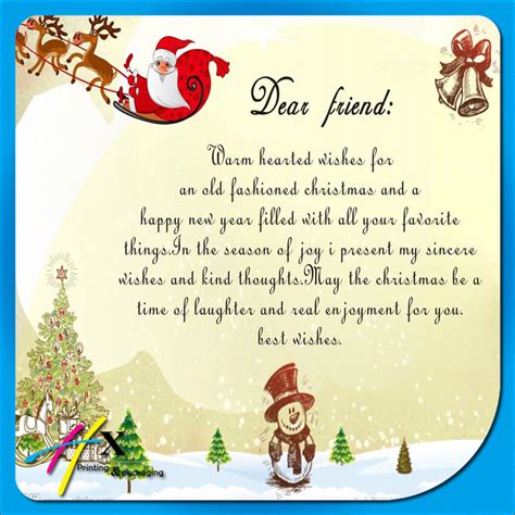 If you're sending christmas card wishes to close friends and family, you can be informal and casual with your greetings. Dear Friend, Warm Wishes For An Old Fashion Christmas ...
