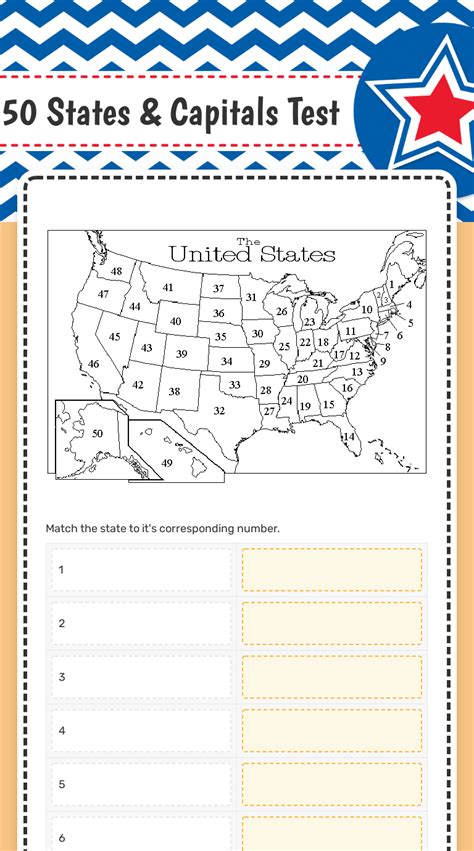 States Capitals Test Interactive Worksheet Wizer Me