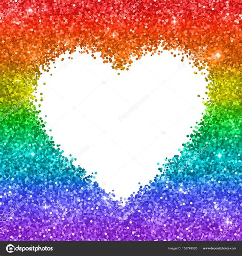 Rainbow Glitter Heart Frame On White Background Vector ⬇ Vector Image