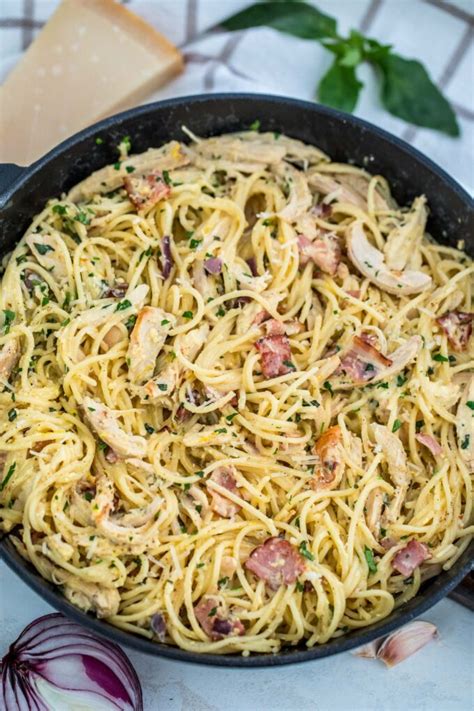 Ready in 25 minutes, it's an easy weeknight meal that's full of flavour. Chicken Carbonara Pasta Recipe video - Sweet and Savory ...