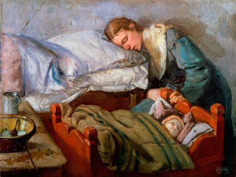 Sleeping Mutter Von Christian Krohg Kunstdruck