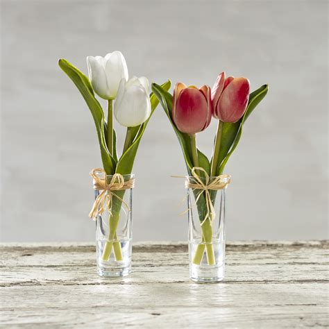 Vase Red Mini Tulip Botanical Collection Primitives By Kathy