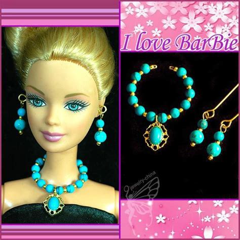 Handmade Barbie Doll Fashion Jewelry Set Necklace Earrings For Barbie