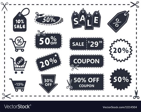 Discount Coupons Sale Icon Set Royalty Free Vector Image