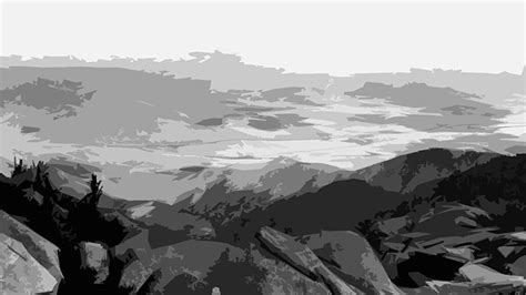 Abstract Black And White Mountain Landscape Background Illustration