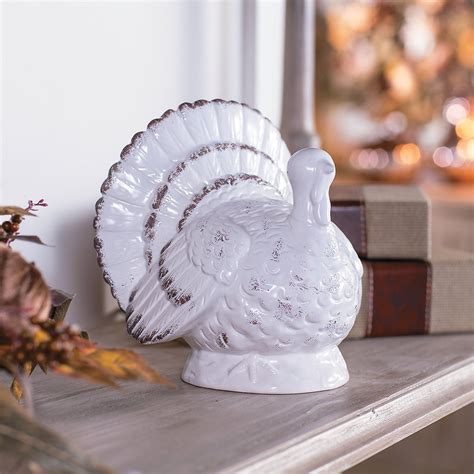 Gilded Harvest White Ceramic Turkey Home Decor 1 Piece