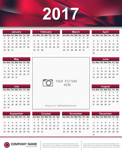 Printable 2017 Calendar Design By 123freevectors On Deviantart