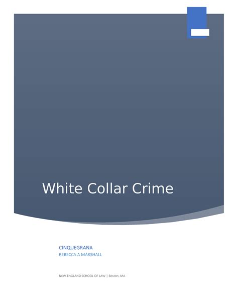 White Collar Crime Outline Ram F2021 White Collar Crime New England