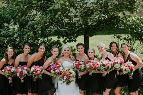 Black Bridesmaid Dresses Compliment These Lovely Colored Bouquets