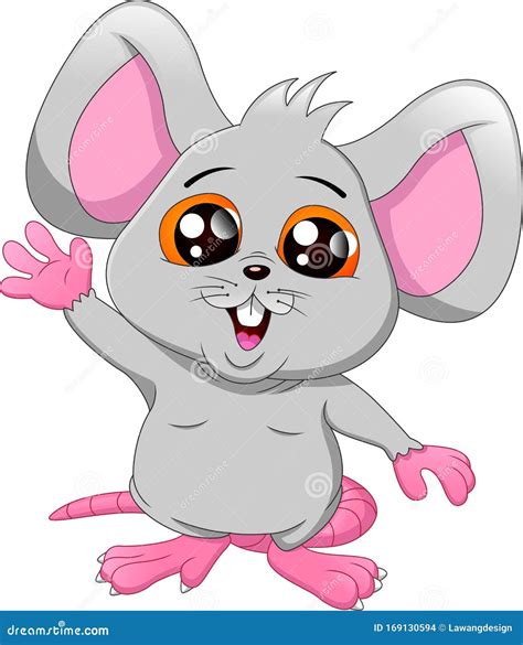 Cute Mouse Cartoon Waving Stock Vector Illustration Of Animal 169130594
