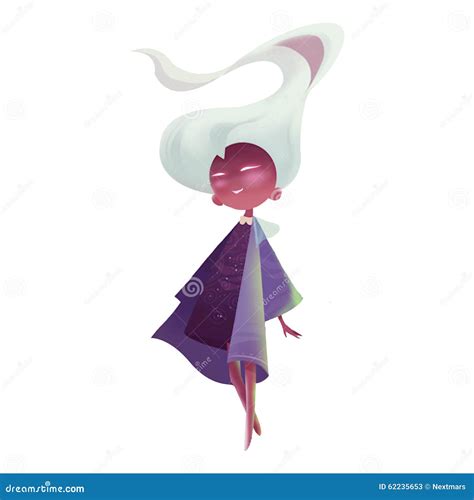 Illustration The Ancient Fairy With Long Flowing White Hair Stock