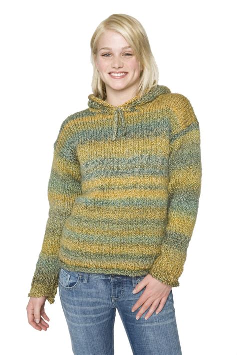 Hooded Knitted Sweater In Lion Brand Homespun 60129ad Knitting