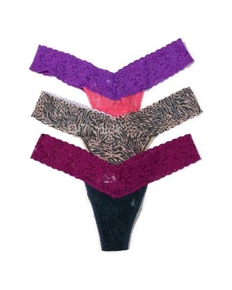 Hanky Panky Low Rise Lace Thongs In Purple Lyst