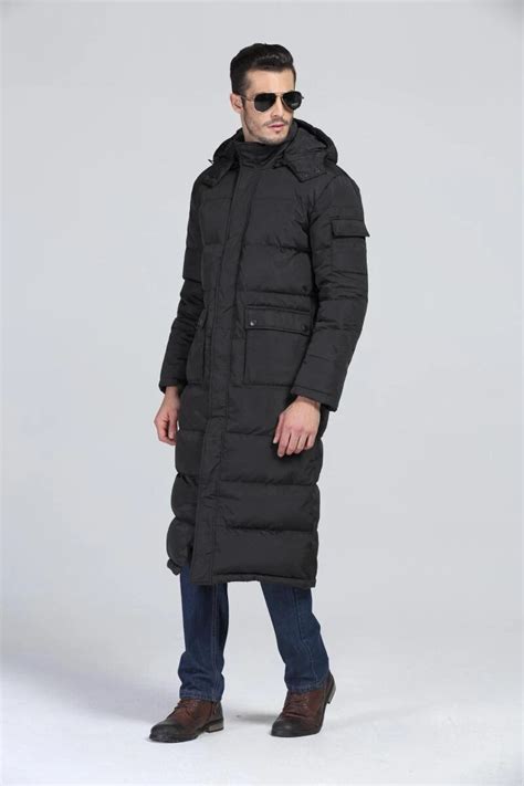 2020new Winter Mens Coat Long Down Jacket Black Overcoat Large Size